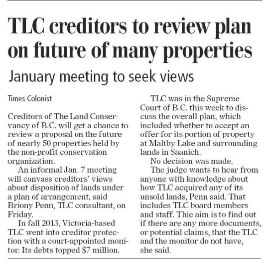 Times Colonist Article - December 19, 2014